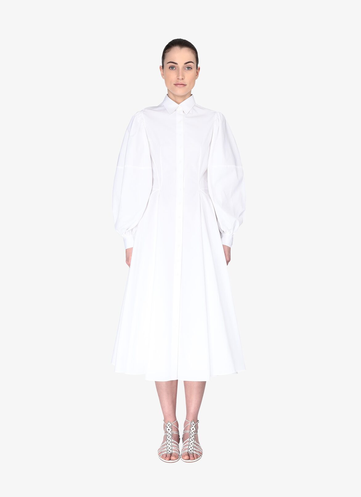 LONG SLEEVE DRESS POPELINE JAPONAISE WHITE ALAÏA WHITE  LONG SLEEVE DRESS POPELINE JAPONAISE WHITE